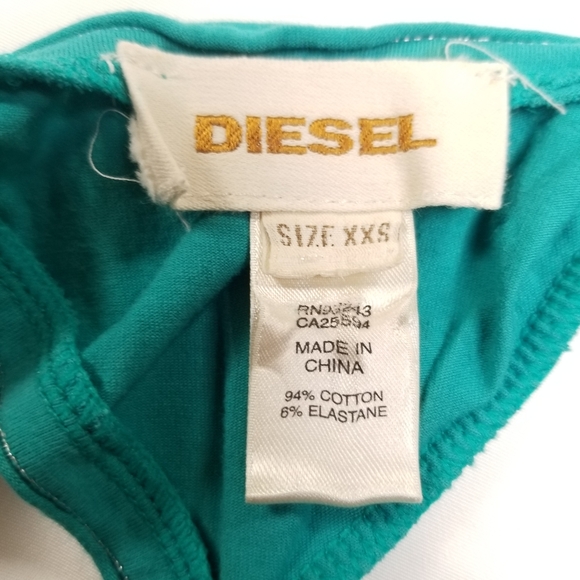 Diesel Women's Racer Back Tank Top Only The Brave Logo Graphics Teal Size XXS - Picture 3 of 9